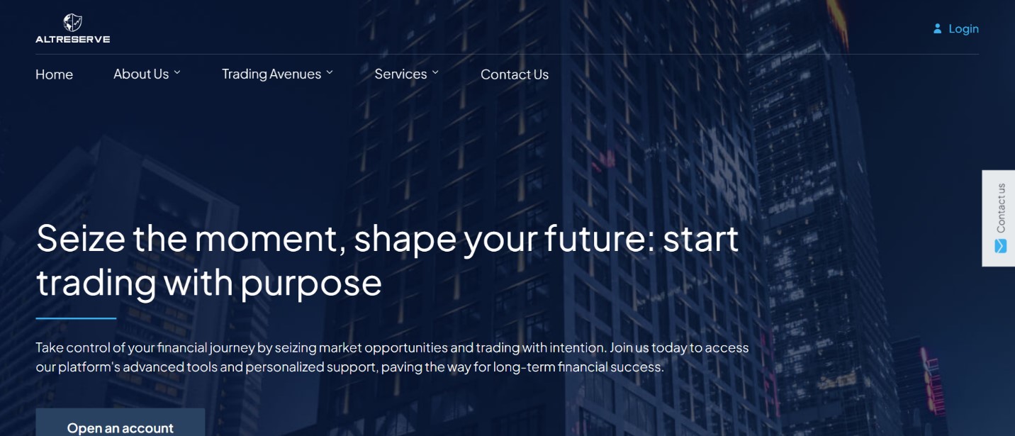 AltReserve Broker homepage